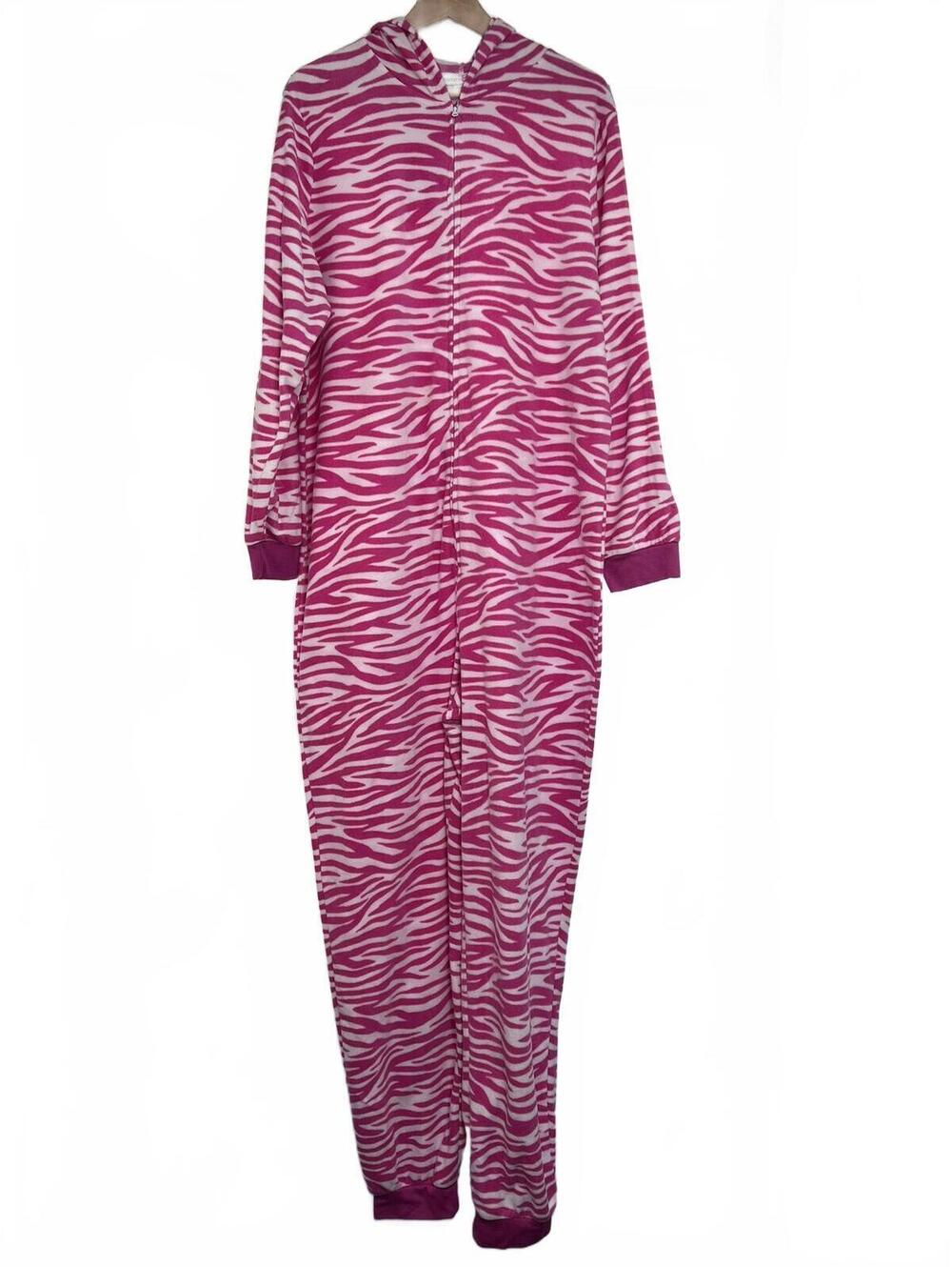 Breakfast in Bed Plus Pink Zebra Print One Piece Pajamas Women's 2X
